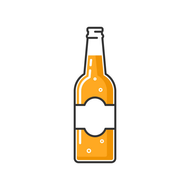 illustrazioni stock, clip art, cartoni animati e icone di tendenza di bottiglia di birra aperta isolata su sfondo bianco. - bottiglia di birra