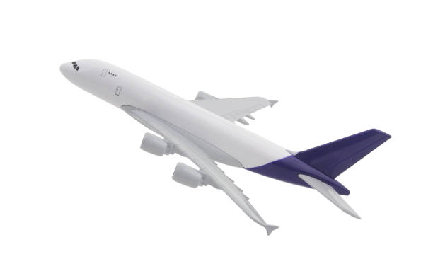 Airplane model isolated on white background. Travel and transportation concept.