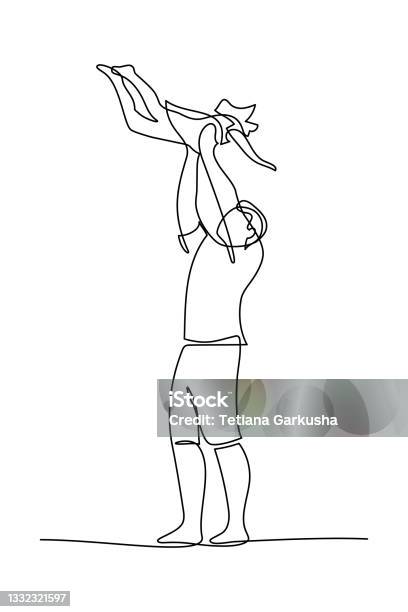 Father Playing With Daughter Stock Illustration - Download Image Now - Father, Father's Day, Line Art