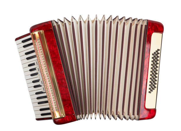 acordeón retro aislado - accordion fotografías e imágenes de stock