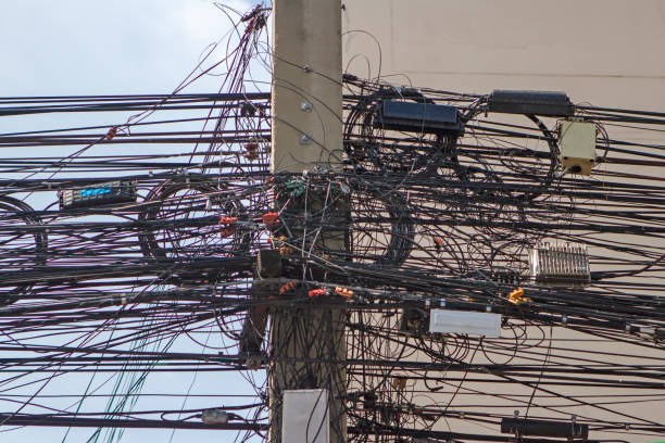 istock Electric wire or cable to be busy on electric pole 1332326963