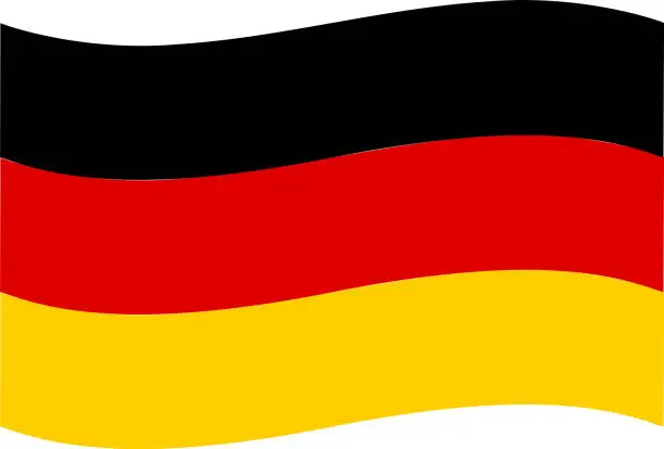 Vector illustration of Germany flag on white background. National Germany Wave flag. Germany flag sign. flat style.