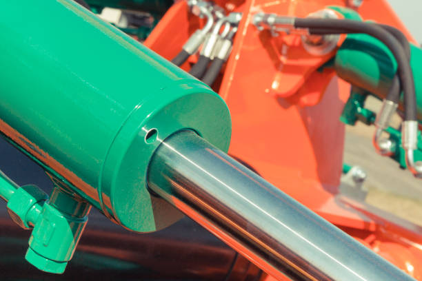 istock Piston or actuator of hydraulic and pneumatic machinery. Technology and engineering concept 1332331131