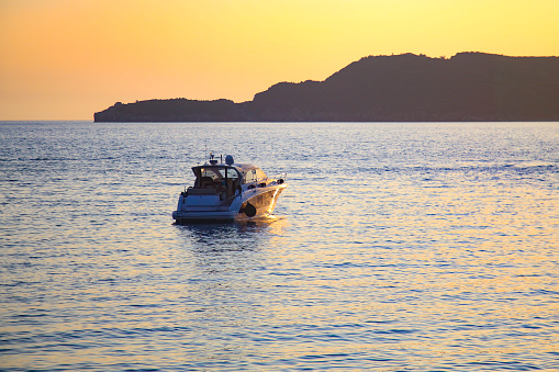 Luxury modern yacht sailing in Adriatic sea, Montenegro.