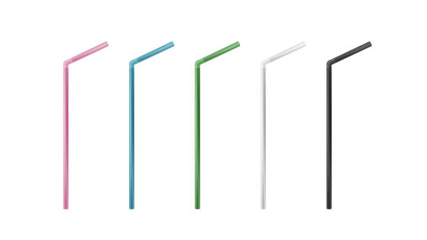 istock Set of realistic multicolored Drinking Straws for Juice and Cocktail isolated on white background 1332335252