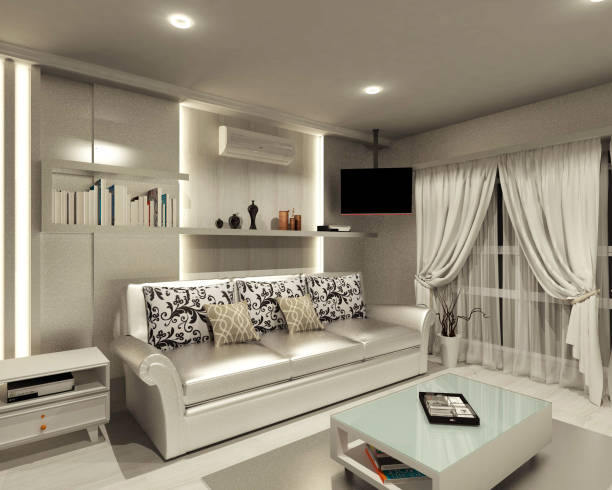 istock Living Room Design With Comfortable Sofa And Lighting Decoration 1332339190