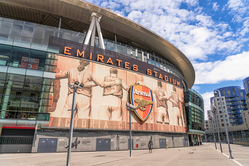 London, UK - The exterior of Emirates Stadium, the home of Arsenal Football Club, opened in 2006.