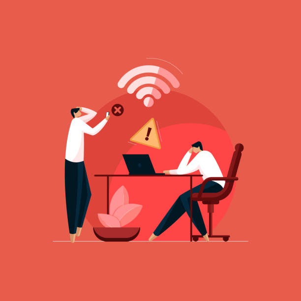 No Internet or Internet connection problem concept, WiFi network is not available No Internet or Internet connection problem concept, WiFi network is not available offline stock illustrations