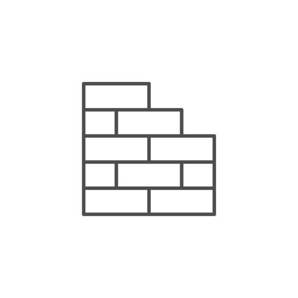 ikona konturu linii ściany ceglanej - brick single object solid construction material stock illustrations