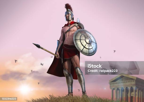 Heroic Spartan Warrior With Body Armor Stock Photo - Download Image Now - Warrior - Person, Classical Greek, Greek Culture