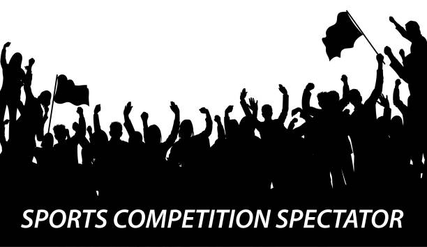 fun sport Drawn of vector spectator sports silhouette. This file of transparent and created by illustrator CS6. basketball crowd stock illustrations