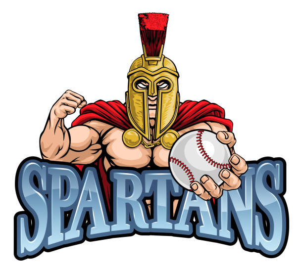 ilustrações, clipart, desenhos animados e ícones de mascote esportivo de beisebol de trojan espartano - roman army isolated on white classical greek