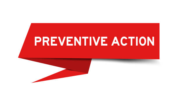 Paper speech banner with word preventive action in red color on white background (Vector) Paper speech banner with word preventive action in red color on white background (Vector) better complaint stock illustrations