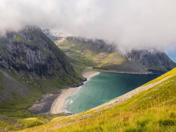 istock Lofoten, View for  Kvalvika Beach, Norway 1332353199