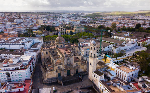 都市ヘレス・デ・ラ・フロンテラの空中写真。スペイン - birdview ストックフォトと画像