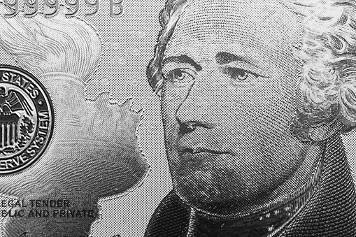 Closeup of 10 dollar bill for design purpose