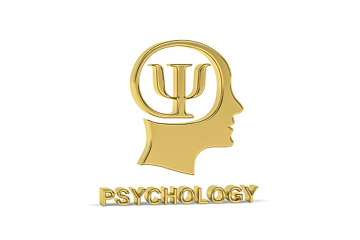 Golden 3d psychologist icon isolated on white background - 3D render