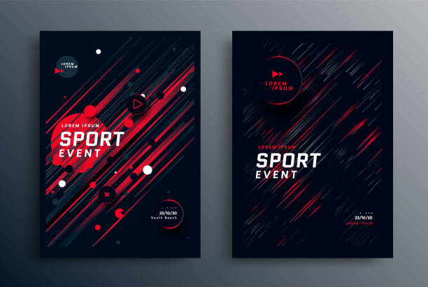 Sport event poster layout design template vector Sports event poster layout design template in black and red colors. Cover for Fitness center with gradient angled lines. Vector illustration powerlifting stock illustrations