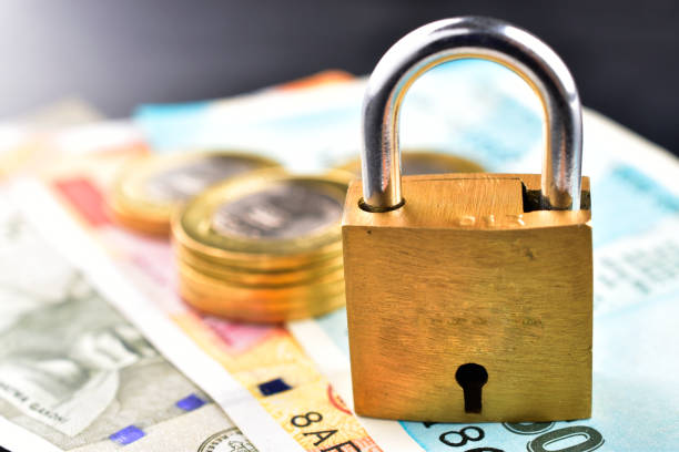 istock Padlock With Indian Currency Note, Secured Return On Investment 1332363246