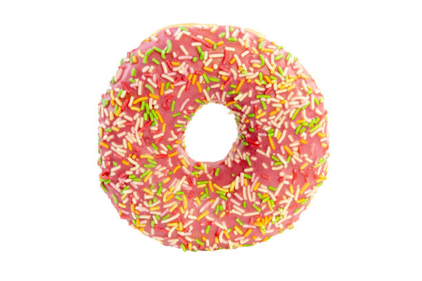 istock Pink Doughnut cut out standing on white background 1332363457