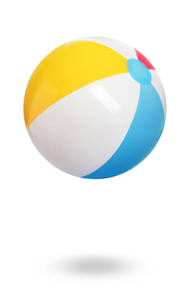 Inflatable colorful beach ball on white background Inflatable colorful beach ball on white background beach ball stock pictures, royalty-free photos & images