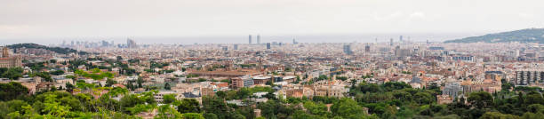 istock Barcelona city skyline on a cloudy day 1332365757