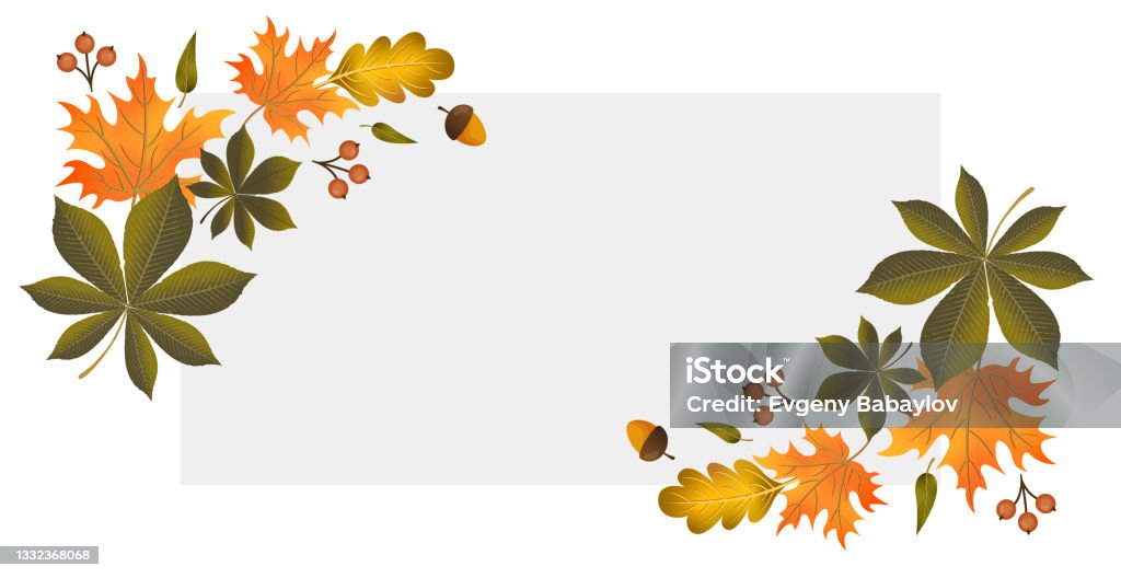 Fall Text White Background Realistic Autumn Foliage White Background With Space For Text Vector ...