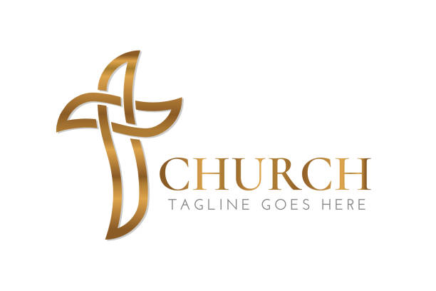 ゴールドクリスチャン教会ロゴデザイン、ゴールデンクロス - cini点のイラスト素材／クリップアート素材／マンガ素材／アイコン素材