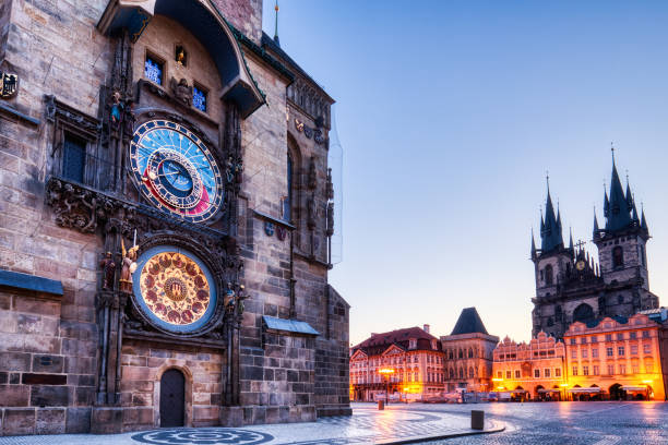 istock Prague Clock Tower on Old Town Square at Sunrise, Czech Republic 1332368811