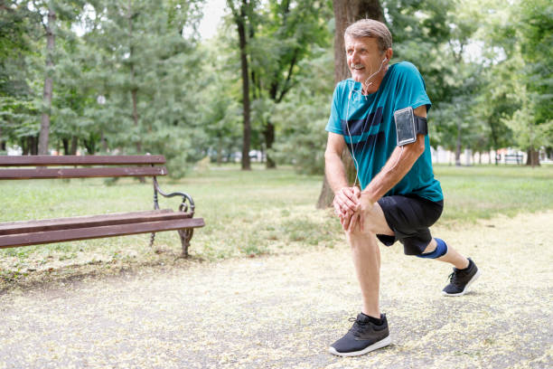 istock Fit mature athlete doing leg exercises 1332369329