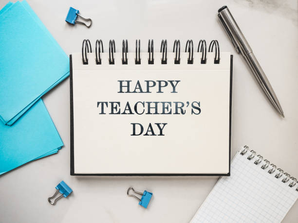 istock Happy Teacher's Day. Notepad with a congratulatory inscription 1332371274