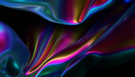 Abstract 3d render, iridescent background design, modern illustration