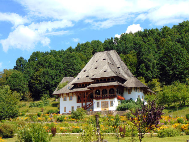 istock Wooden building at Barsana orthodox monastery, Maramures 1332372793