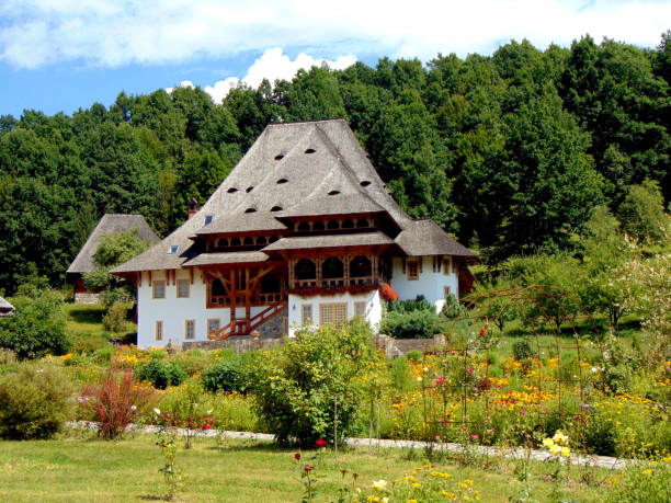 istock Wooden building at Barsana orthodox monastery, Maramures 1332372796
