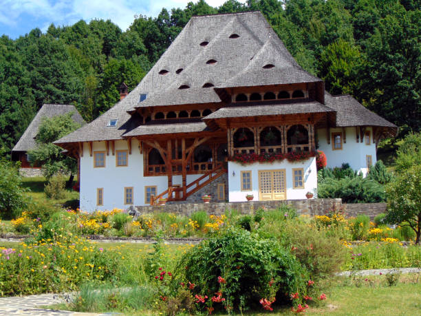 istock Wooden building at Barsana orthodox monastery, Maramures 1332372863
