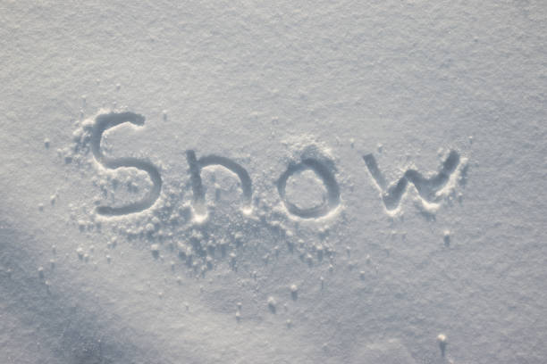 istock Lettering on the snow in winter. Text on a snowy surface, flat lay. 1332373862