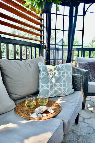 istock Beautiful sheltered patio for cozy evening dinners and relaxing afternoon drinks during warm weather days 1332377360
