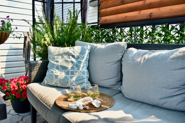 istock Beautiful sheltered patio for cozy evening dinners and relaxing afternoon drinks during warm weather days 1332377399