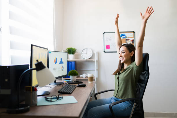 Freelance young woman doing a great job