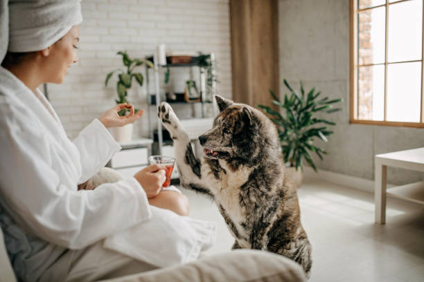 istock Woman and dog 1332382046