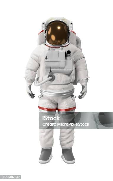 Astronaut Or Cosmonaut In Space Suit Against A White Surface Stock Photo - Download Image Now