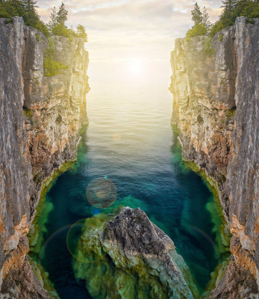 Cliff in the ocean, Coastline with ocean and rocks