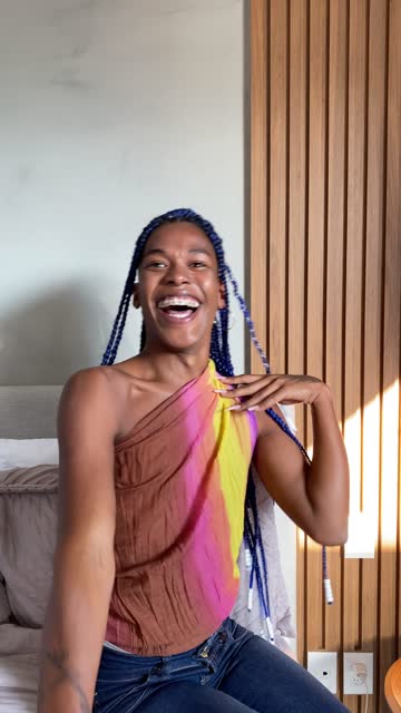 Afro transgender woman in selfie vertical video
