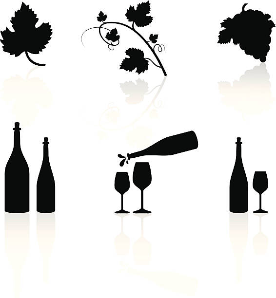 illustrations, cliparts, dessins animés et icônes de symboles de vin - feuille de vigne