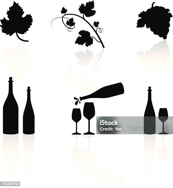 Symboles De Vin Vecteurs libres de droits et plus d'images vectorielles de Plante grimpante et vigne - Plante grimpante et vigne, Icône, Feuille