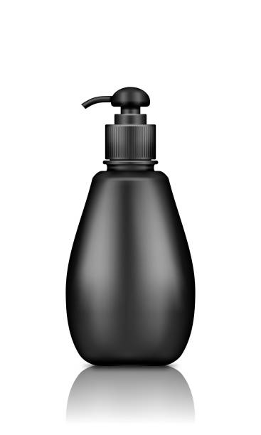istock Black pump bottle mockup isolated on white background: gel, disinfectant, cream, sanitizer 1332402306