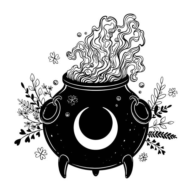 Witch's Cauldron Witch's Cauldron. Herbal potion cauldron illustrations stock illustrations