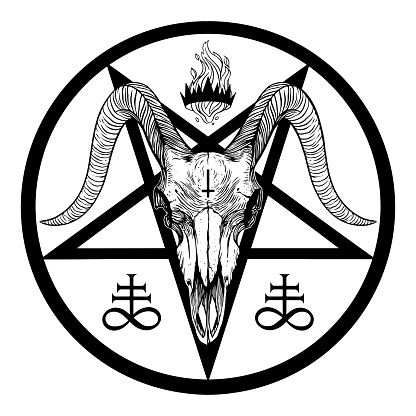 Baphomet pentagram. Goat skull. Vector illustration