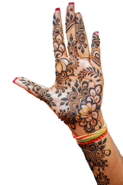 istock Mehndi painted on Hindu bride's hand. 1332414795