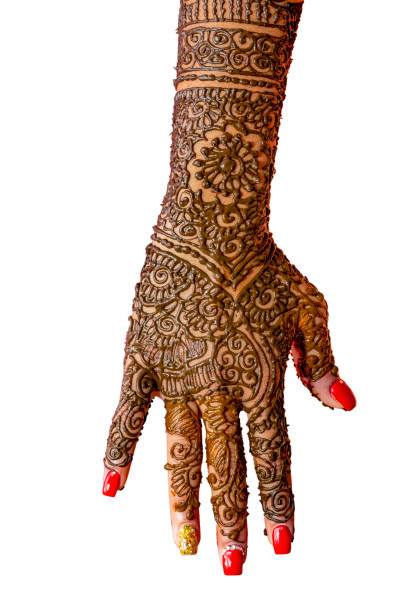 istock Mehndi painted on Hindu bride's hand. 1332414806